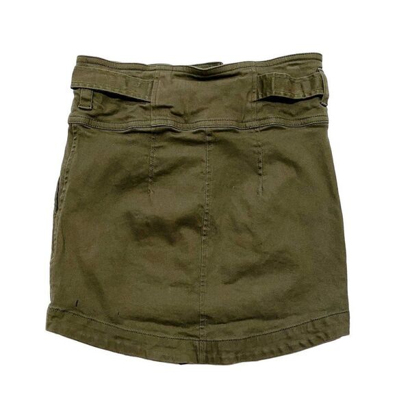 SHINE Star Olive Green High-Rise Paperbag Belted Mini Skirt - Picture 4 of 5